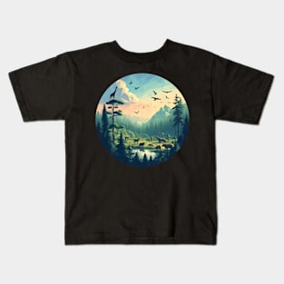 Low Poly Forest at Sunset Kids T-Shirt